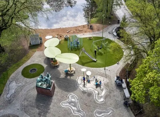 The playground, photographed from above.