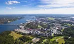 Aerial view of a city.