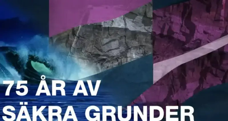 "75 år av säkra grunder", ett skärmklipp från SGIs film.