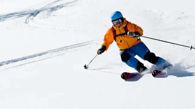 Slalomåkare i skidbacke.