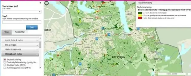 Overview of Botkyrka's cloudburst mapping.